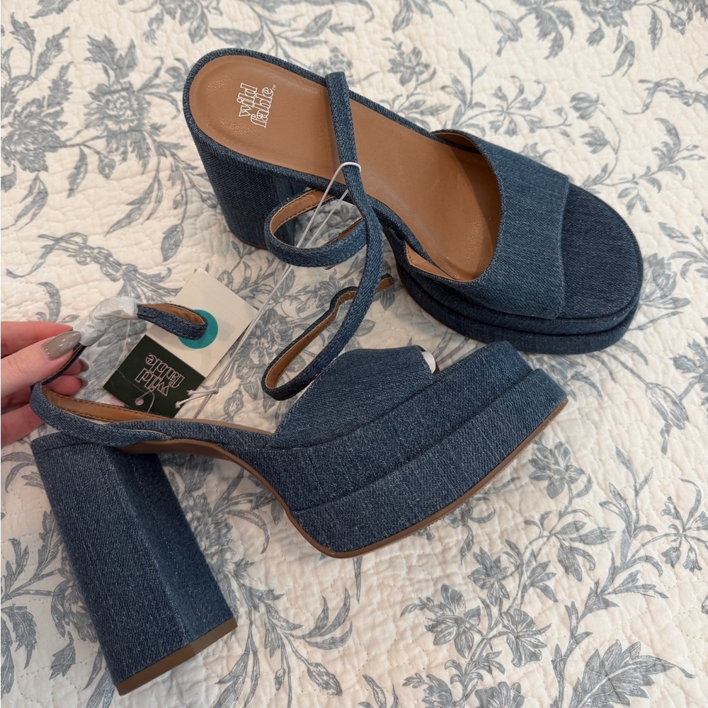 Denim Platform Sandals wild fable